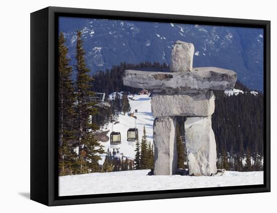 Inuit Inukshuk Stone Statue, Whistler Mountain Resort-Christian Kober-Framed Stretched Canvas
