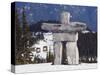 Inuit Inukshuk Stone Statue, Whistler Mountain Resort-Christian Kober-Stretched Canvas