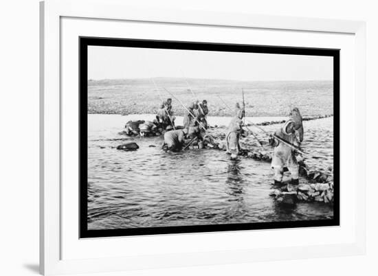 Inuit Killing Salmon with Spears-null-Framed Art Print
