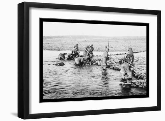 Inuit Killing Salmon with Spears-null-Framed Art Print