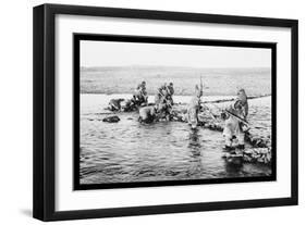 Inuit Killing Salmon with Spears-null-Framed Art Print