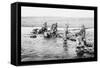 Inuit Killing Salmon with Spears-null-Framed Stretched Canvas