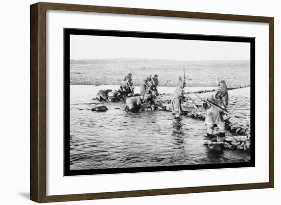 Inuit Killing Salmon with Spears-null-Framed Art Print