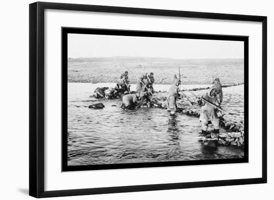 Inuit Killing Salmon with Spears-null-Framed Art Print