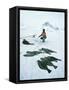 Inuit Man Fishing for Halibut, Greenland, Polar Regions-Jack Jackson-Framed Stretched Canvas