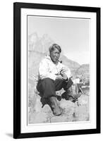 Inuit Man Smoking a Pipe-Angelo Cozzi-Framed Giclee Print