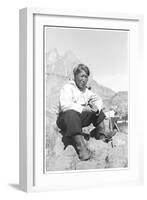 Inuit Man Smoking a Pipe-Angelo Cozzi-Framed Giclee Print