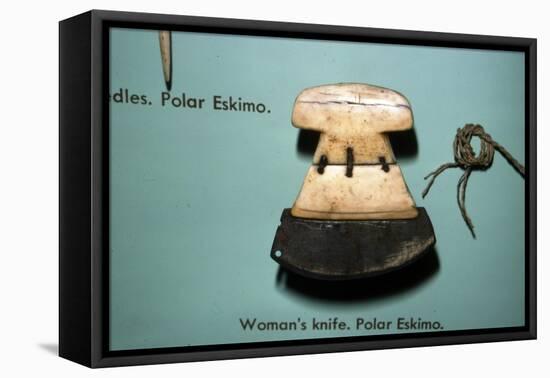 Inuit, Polar Eskimo or Inughuit, Woman's knife in Bone and steel-Unknown-Framed Stretched Canvas