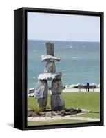 Inukshuk at Stanley Park, Vancouver, British Columbia, Canada, North America-Christian Kober-Framed Stretched Canvas