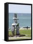 Inukshuk at Stanley Park, Vancouver, British Columbia, Canada, North America-Christian Kober-Framed Stretched Canvas