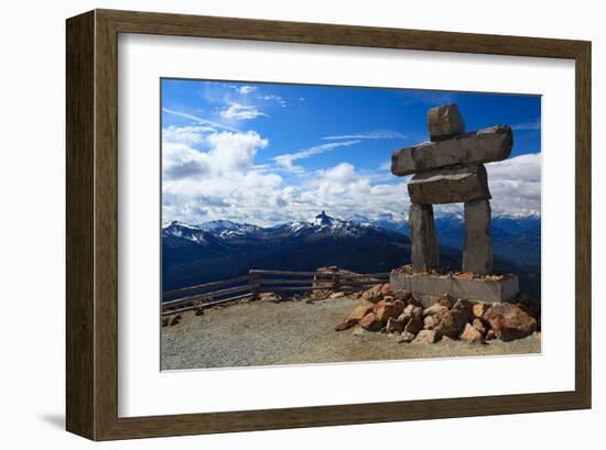 Inukshuk atop Mount Whistler-null-Framed Art Print