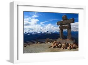 Inukshuk atop Mount Whistler-null-Framed Art Print