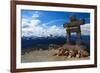 Inukshuk atop Mount Whistler-null-Framed Art Print