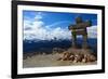 Inukshuk atop Mount Whistler-null-Framed Art Print