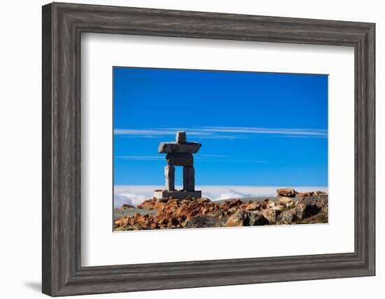 Inukshuk atop Mount Whistler-null-Framed Art Print
