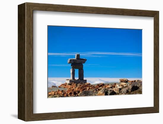 Inukshuk atop Mount Whistler-null-Framed Art Print