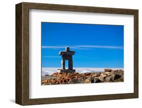 Inukshuk atop Mount Whistler-null-Framed Art Print