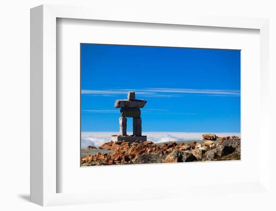 Inukshuk atop Mount Whistler-null-Framed Art Print