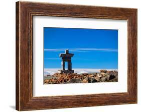 Inukshuk atop Mount Whistler-null-Framed Art Print