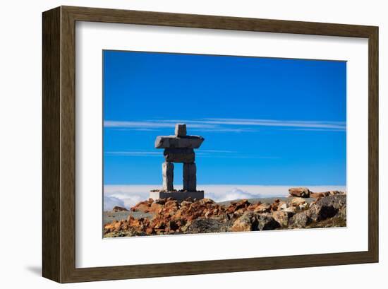 Inukshuk atop Mount Whistler-null-Framed Art Print