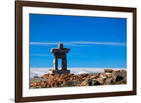 Inukshuk atop Mount Whistler-null-Framed Art Print