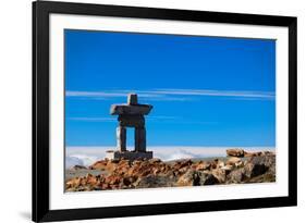 Inukshuk atop Mount Whistler-null-Framed Art Print