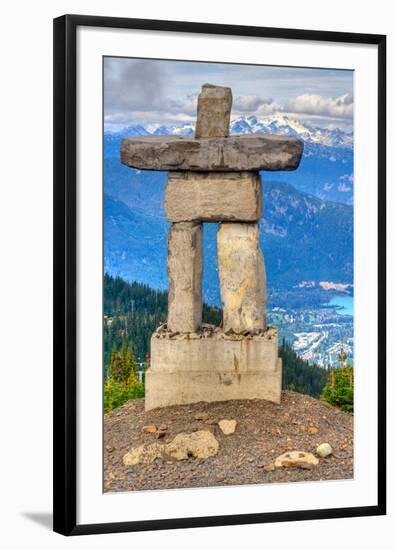 Inukshuk atop WhistlerMountain-null-Framed Art Print