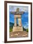 Inukshuk atop WhistlerMountain-null-Framed Art Print