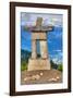 Inukshuk atop WhistlerMountain-null-Framed Art Print