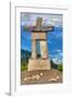 Inukshuk atop WhistlerMountain-null-Framed Art Print