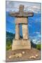 Inukshuk atop WhistlerMountain-null-Mounted Art Print