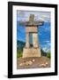 Inukshuk atop WhistlerMountain-null-Framed Art Print