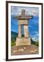 Inukshuk atop WhistlerMountain-null-Framed Art Print