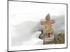 Inukshuk in Cold Winter Scene-null-Mounted Premium Giclee Print