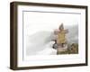 Inukshuk in Cold Winter Scene-null-Framed Art Print