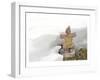 Inukshuk in Cold Winter Scene-null-Framed Art Print