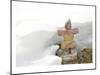 Inukshuk in Cold Winter Scene-null-Mounted Art Print