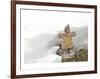 Inukshuk in Cold Winter Scene-null-Framed Art Print