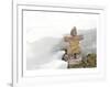 Inukshuk in Cold Winter Scene-null-Framed Art Print