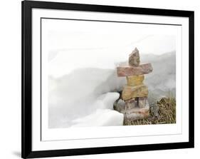 Inukshuk in Cold Winter Scene-null-Framed Art Print
