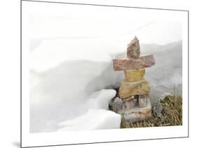 Inukshuk in Cold Winter Scene-null-Mounted Art Print