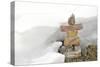 Inukshuk in Cold Winter Scene-null-Stretched Canvas