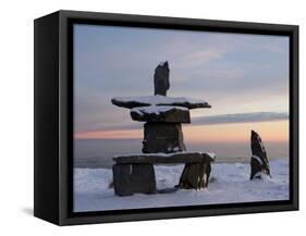 Inukshuk, Inuit Stone Landmark, Churchill, Hudson Bay, Manitoba, Canada-Thorsten Milse-Framed Stretched Canvas