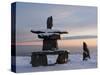 Inukshuk, Inuit Stone Landmark, Churchill, Hudson Bay, Manitoba, Canada-Thorsten Milse-Stretched Canvas