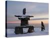 Inukshuk, Inuit Stone Landmark, Churchill, Hudson Bay, Manitoba, Canada-Thorsten Milse-Stretched Canvas