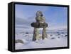 Inukshuk Marker at Aupalaqtuq Point, Cape Dorset, Baffin Island, Canadian Arctic, Canada-Alison Wright-Framed Stretched Canvas