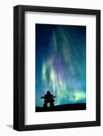 Inukshuk & Northern Lights-null-Framed Art Print