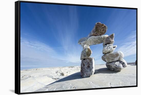 Inukshuk, Nunavut Territory, Canada-Paul Souders-Framed Stretched Canvas