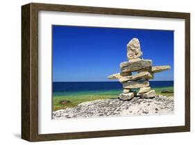 Inukshuk On Georgian Bay Shore-null-Framed Art Print