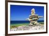 Inukshuk On Georgian Bay Shore-null-Framed Art Print